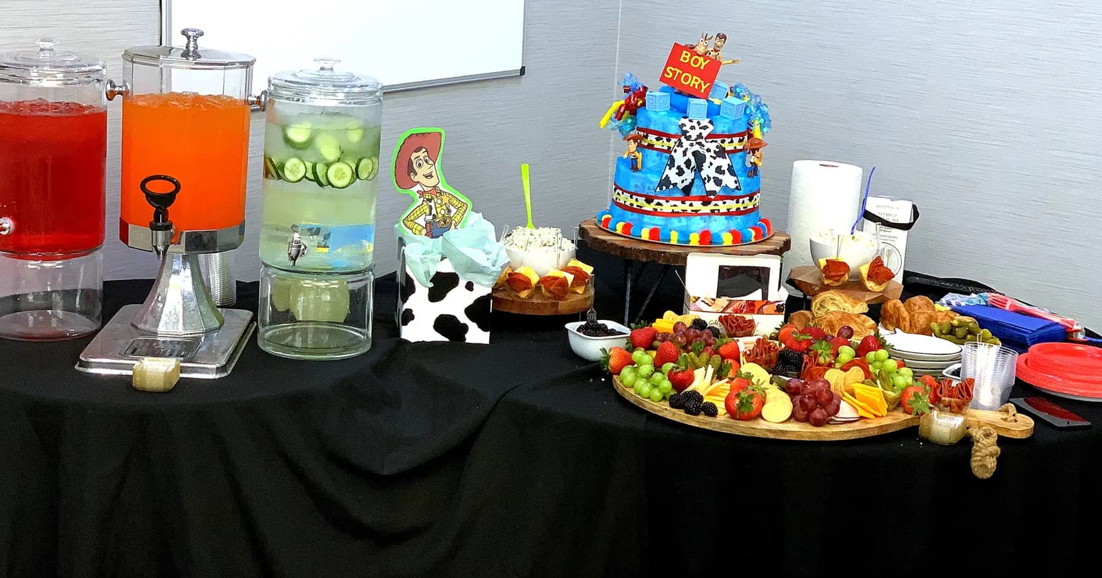 Party dessert and food spread